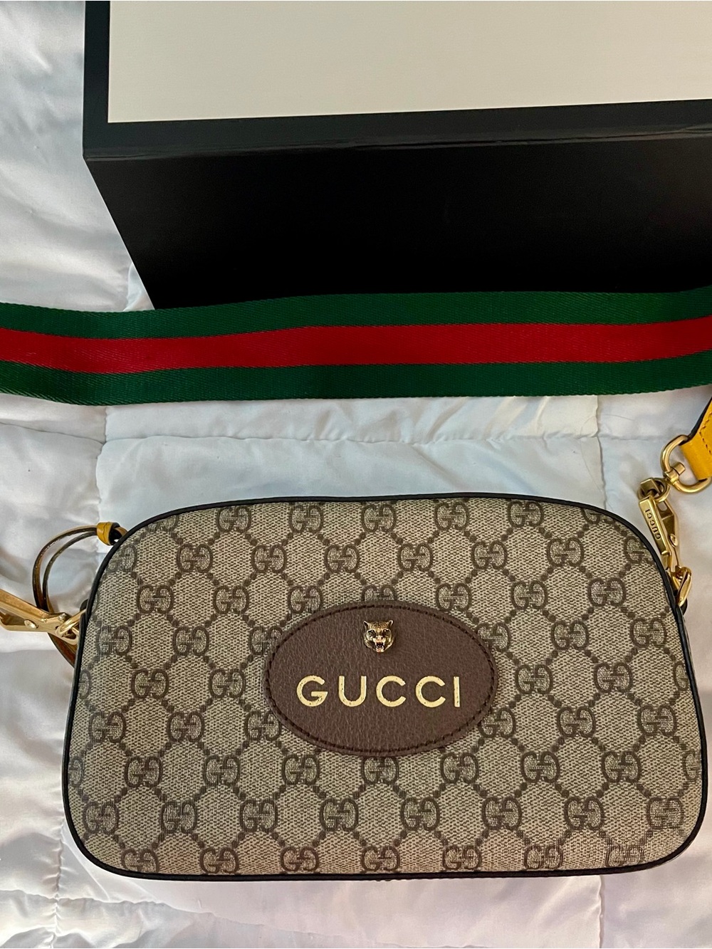 GG Supreme Monogram Web Neo Vintage Shoulder Bag Beige - Picture 2 of 9